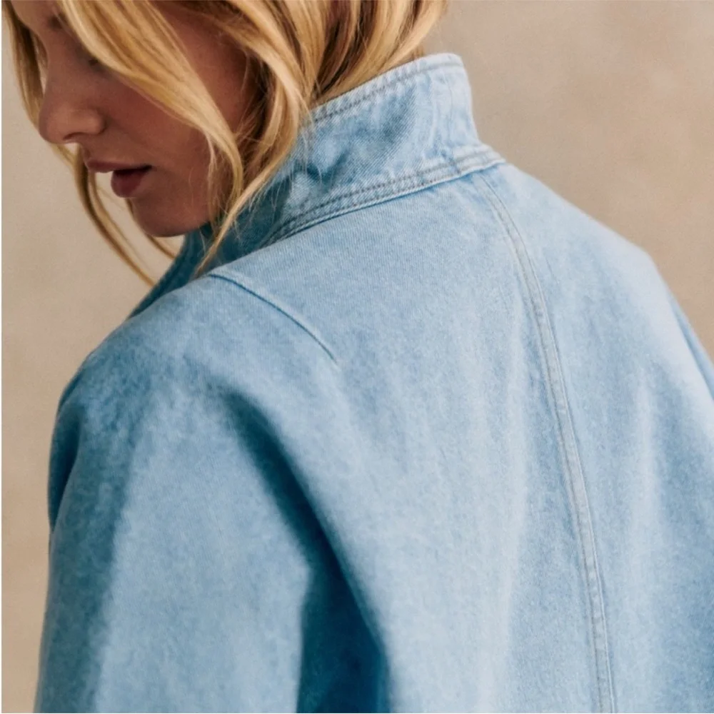 SÉZANE Kalvin Denim Coat in Bleach sz 40 / US 8  SOLD OUT IN STORE - Picture 2 of 14